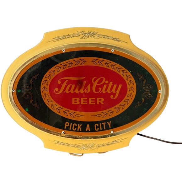 Vintage 1981 Falls City Beer Lighted Sign Oval Wall Bar Decor Pick A City - Picture 15 of 16